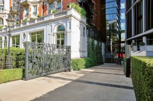 green facade on heritage buildings